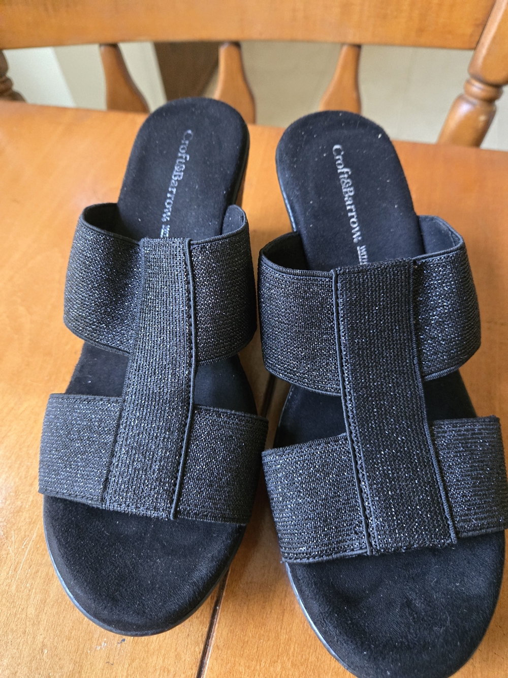 croft & barrow Black Dual Strap Slip-On Mules